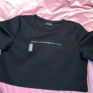 Black top with front zipper